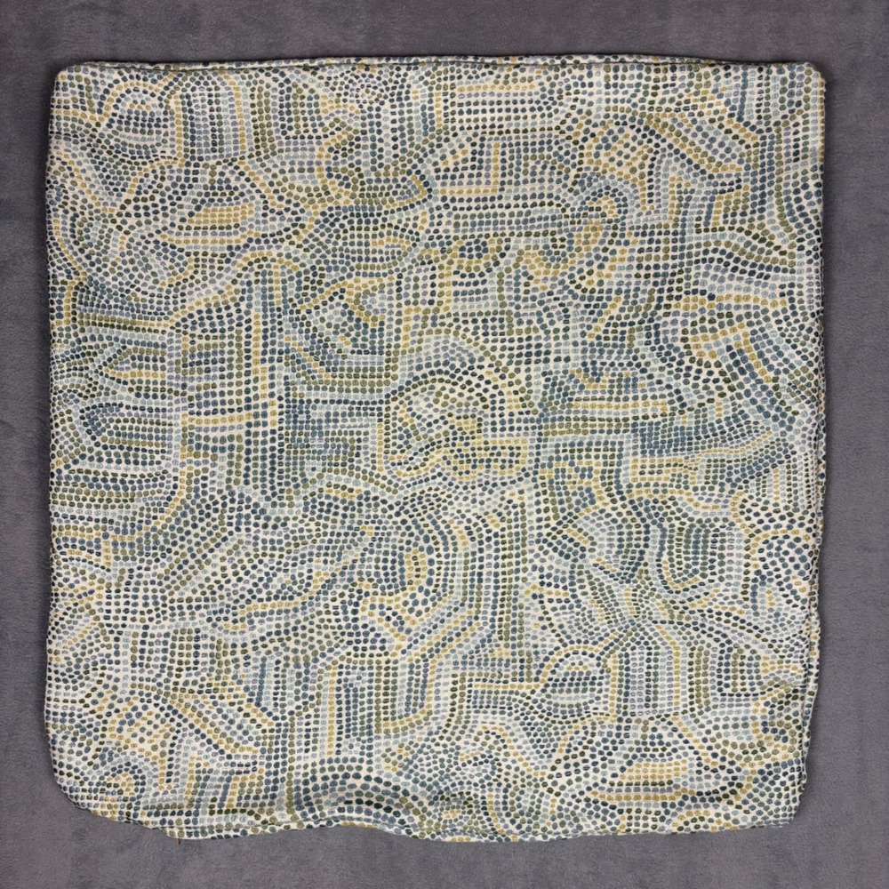 Handmade Designer Fabric Throw Pillow Cover 22x22 Blue Green Dotted Abstract USA